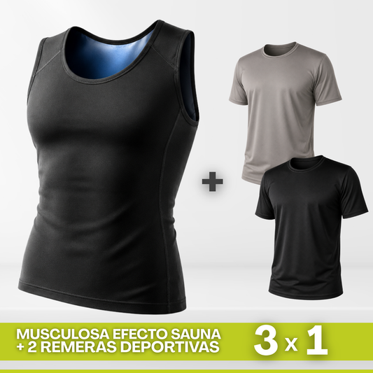 Musculosa Modeladora Efecto Sauna + Remeras Deportivas - 3x1 (ARG)
